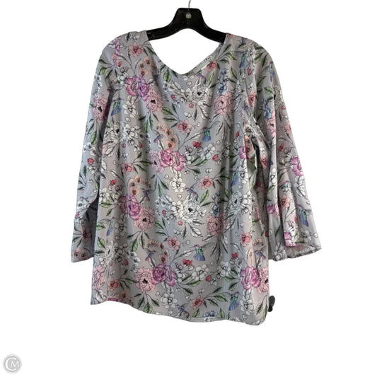 Top 3/4 Sleeve By J. Jill In Grey & Pink, Size: M