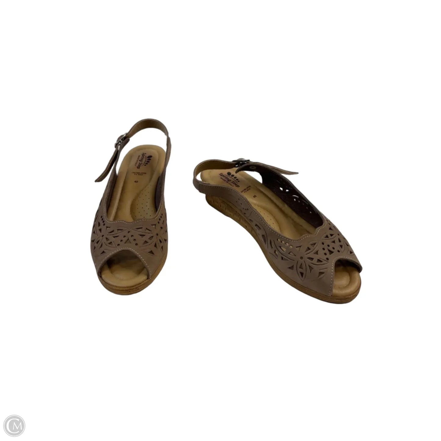Sandals Heels Wedge By Spring Step In Tan, Size: 9