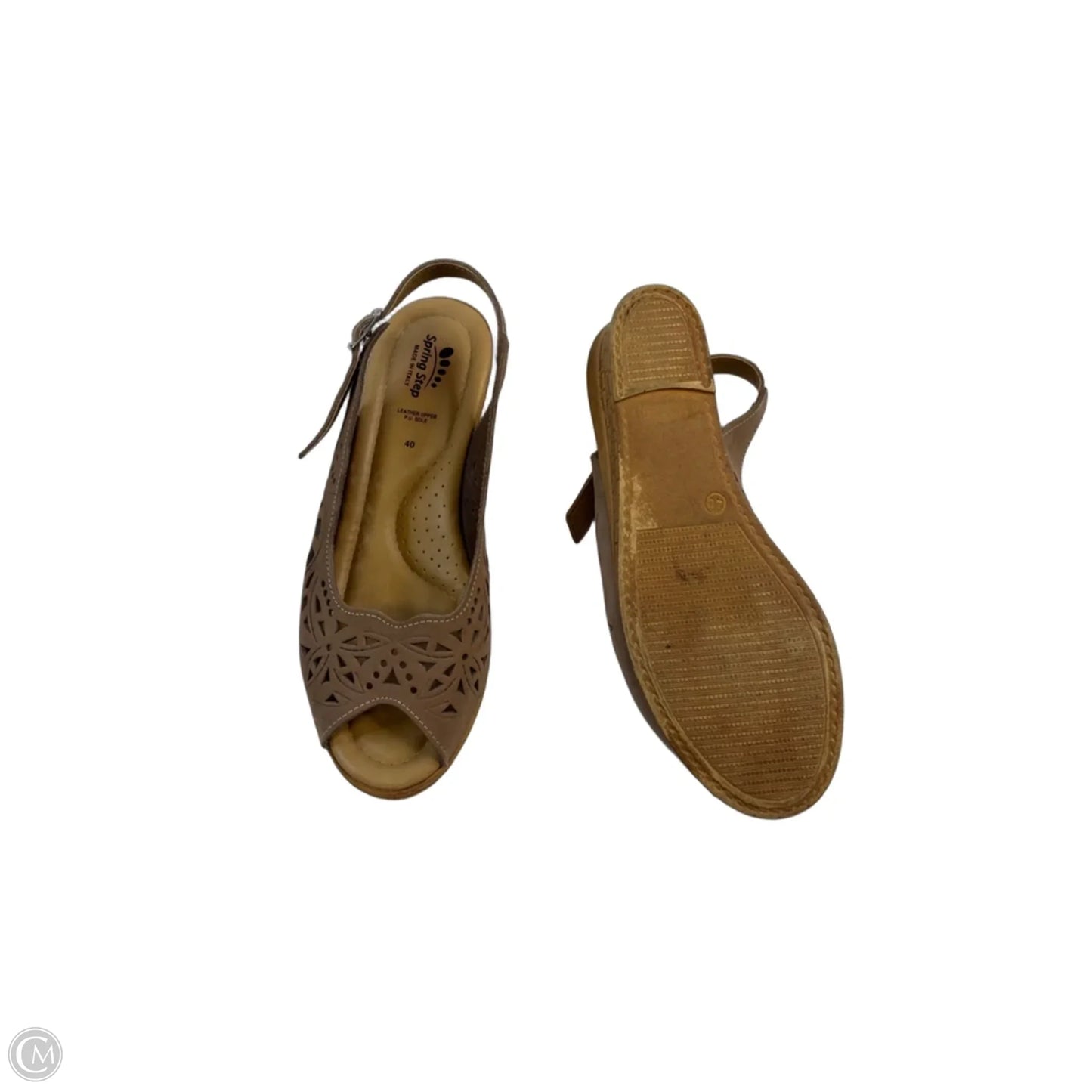 Sandals Heels Wedge By Spring Step In Tan, Size: 9
