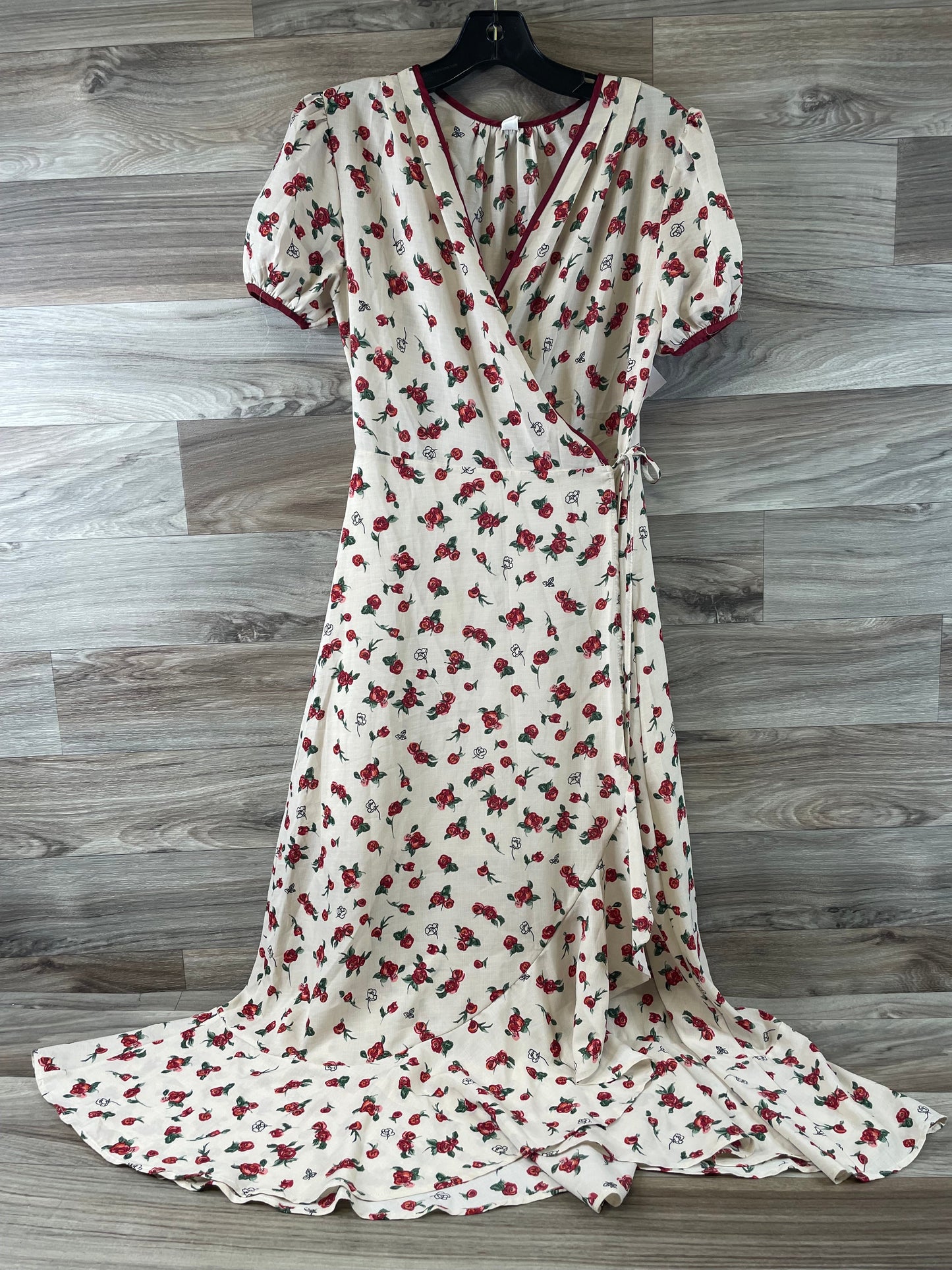 Cream & Red Dress Casual Maxi Clothes Mentor, Size S