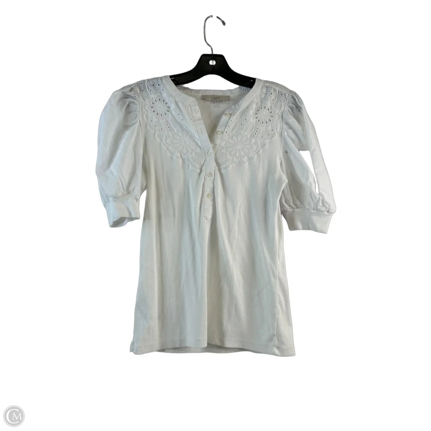 Top Short Sleeve By Loft In White, Size: S