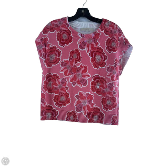 Sweater Short Sleeve By Loft In Red & White, Size: Xs