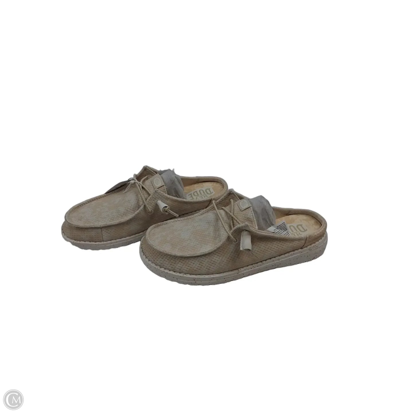 Shoes Flats By Hey Dude In White & Yellow, Size: 9.5
