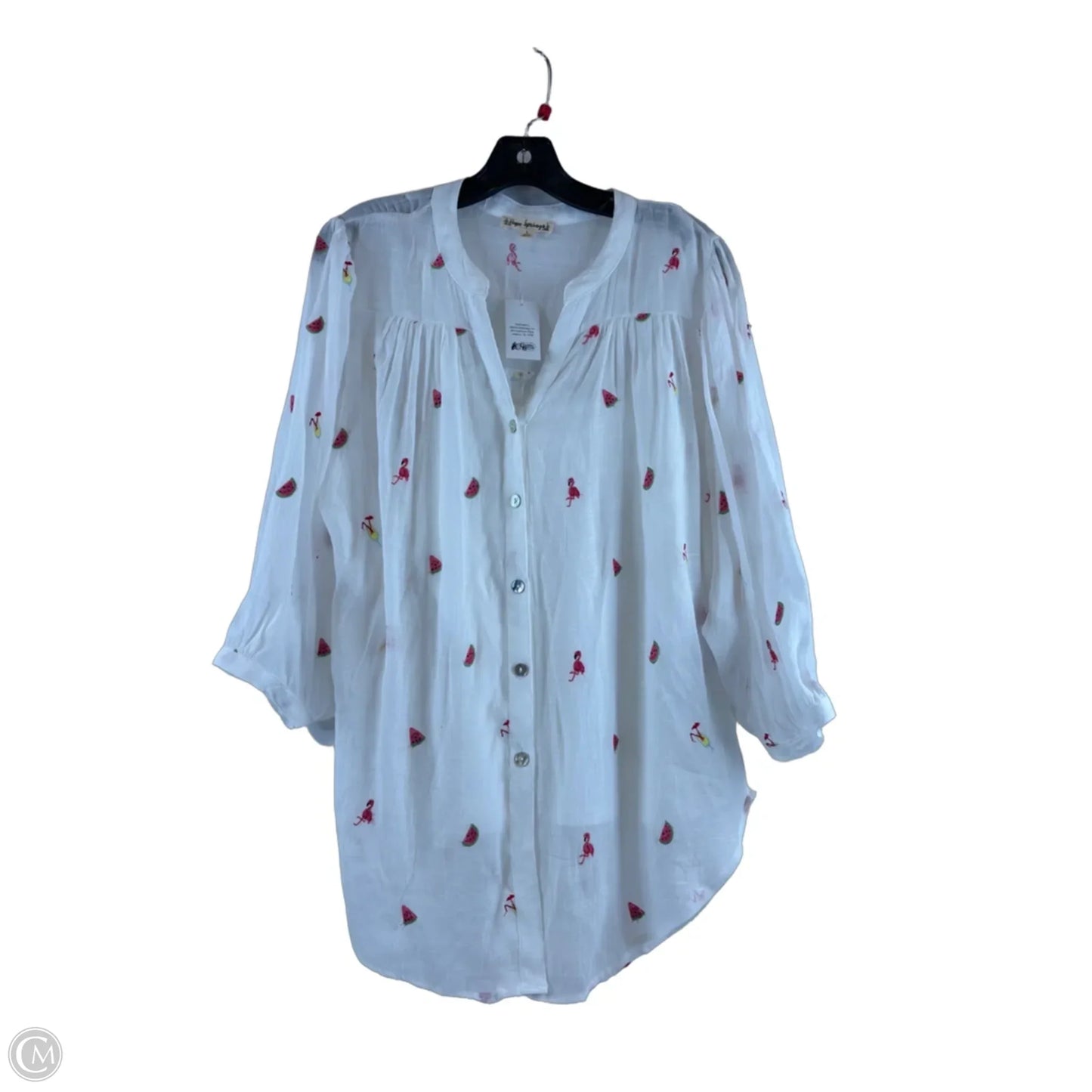 Top 3/4 Sleeve By Clothes Mentor In Red & White, Size: L