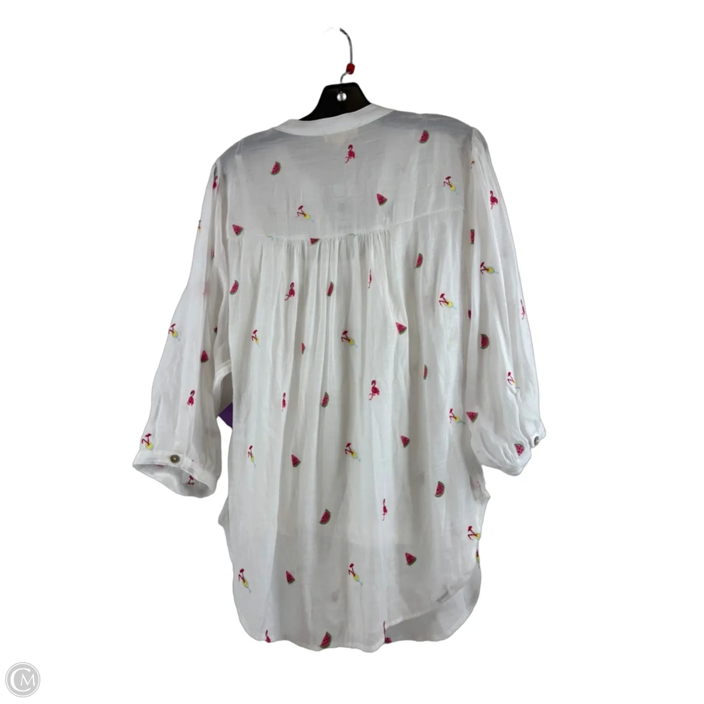 Top 3/4 Sleeve By Clothes Mentor In Red & White, Size: L