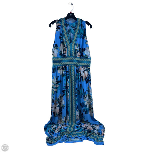 Dress Casual Maxi By London Times In Blue & Green, Size: Xl