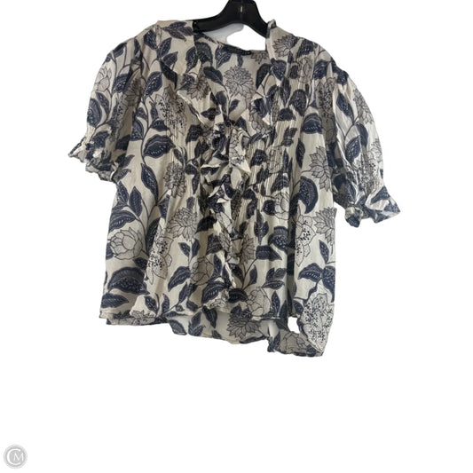 Top Short Sleeve By Vineyard Vines In Blue & Cream, Size: Xl