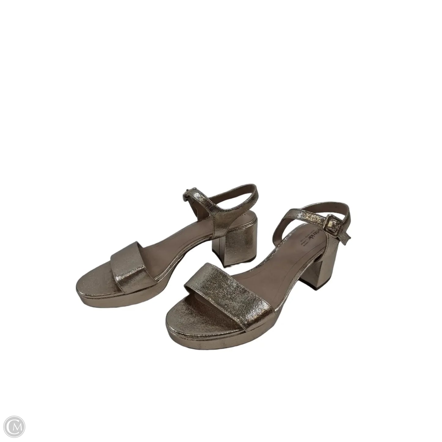 Sandals Heels Block By Life Stride In Gold, Size: 12.5