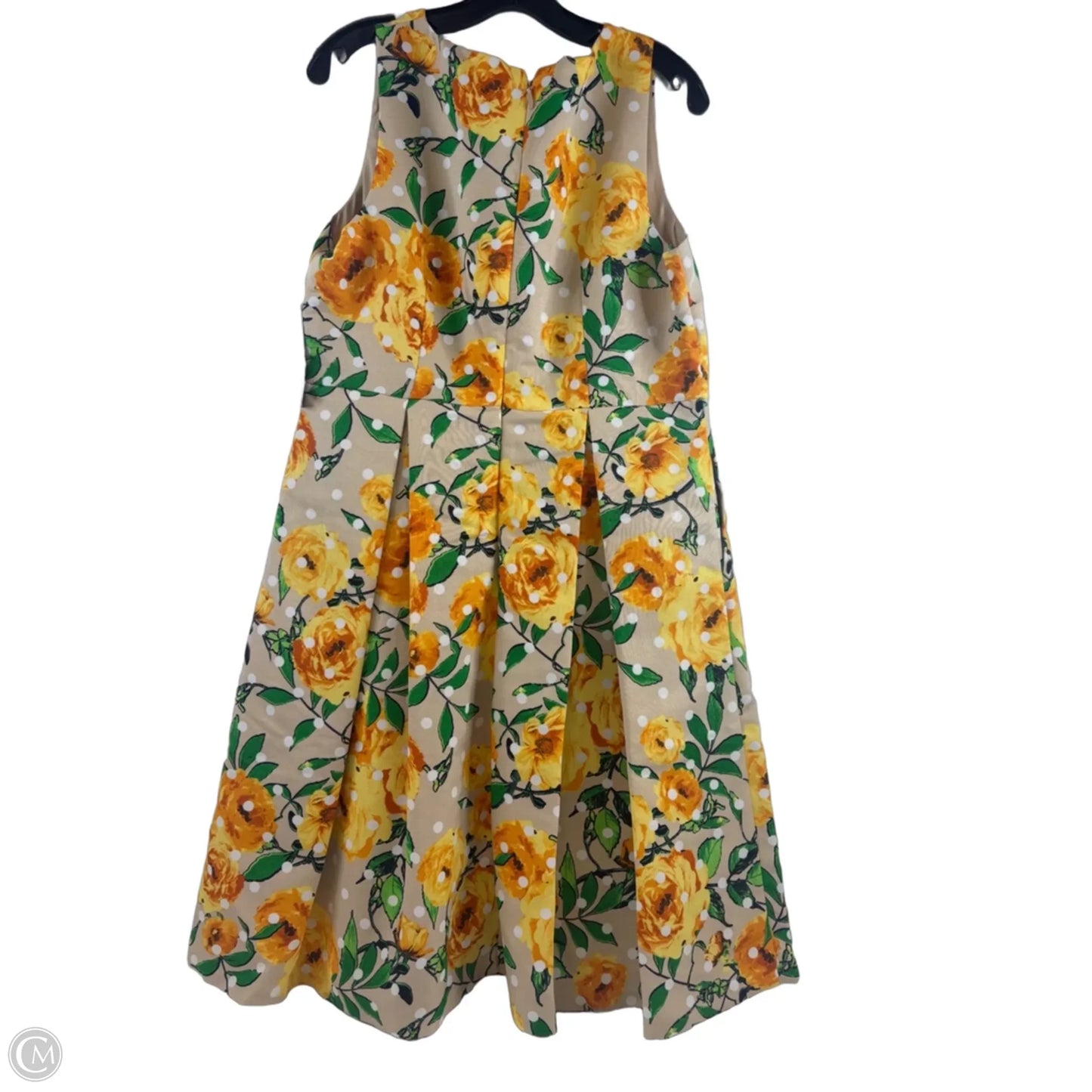 Dress Casual Midi By New York And Co In Tan & Yellow, Size: Xl