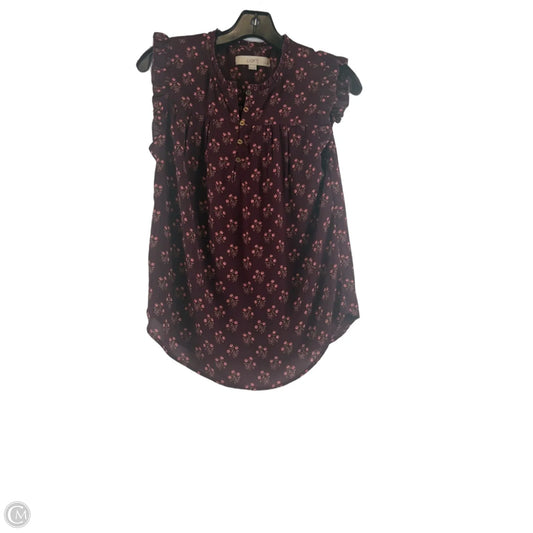 Top Sleeveless By Loft In Maroon, Size: Sp