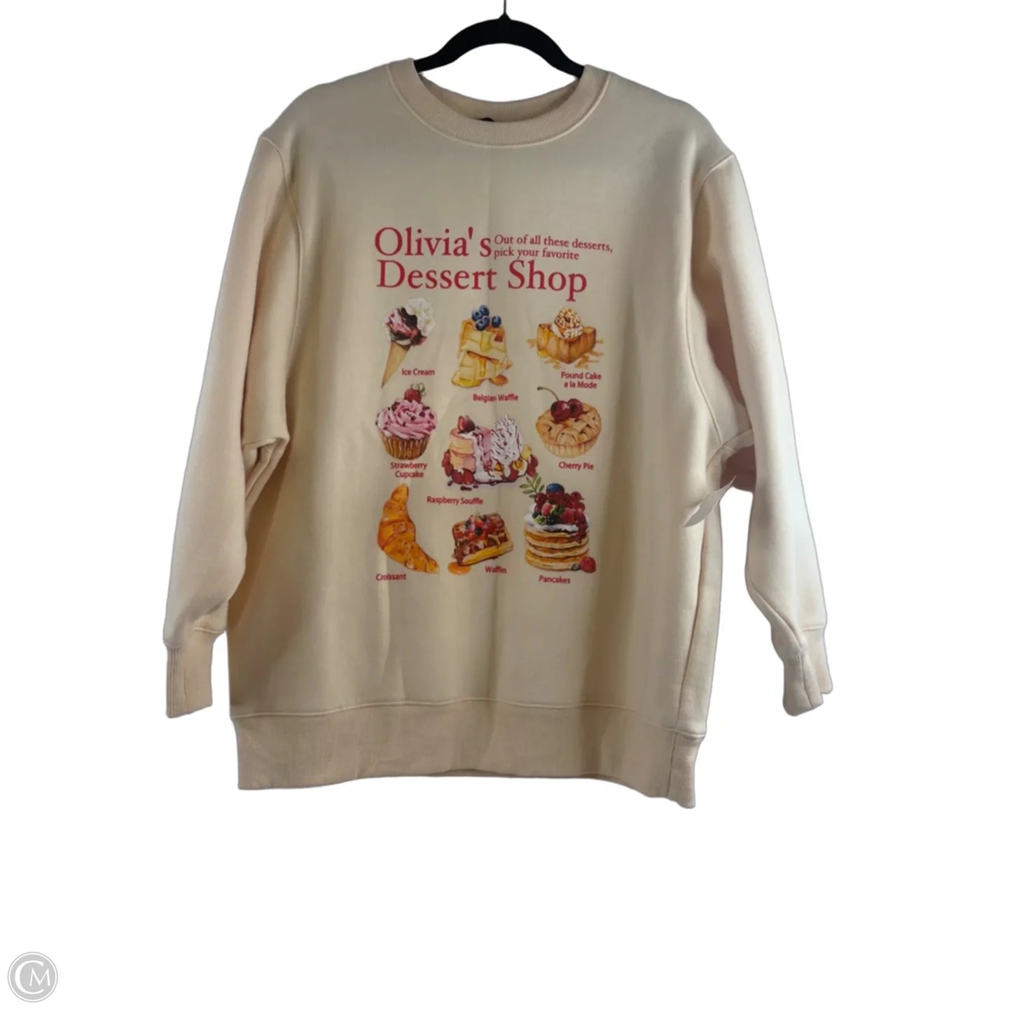 Sweatshirt Crewneck By Cider In Cream & Red, Size: L