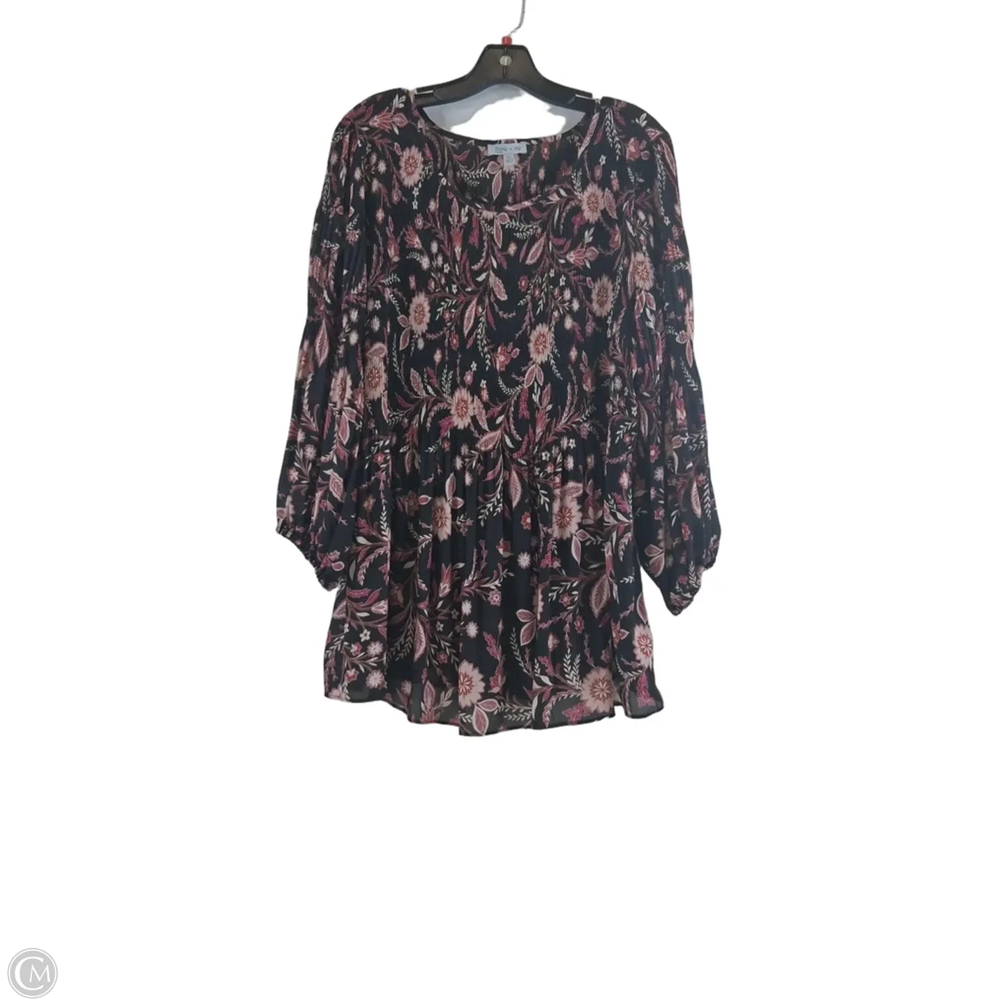 Top 3/4 Sleeve By Clothes Mentor In Black & Pink, Size: 2x
