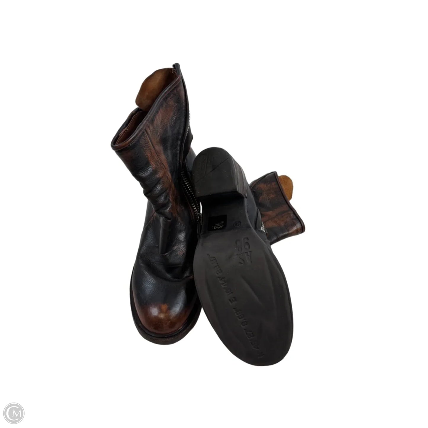 Boots Ankle Heels By Clothes Mentor In Brown, Size: 7.5