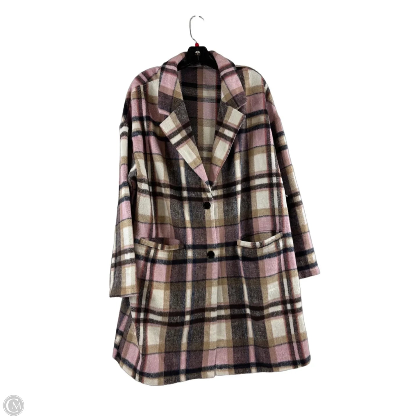 Jacket Fleece By Prettygarden In Plaid Pattern, Size: Xl
