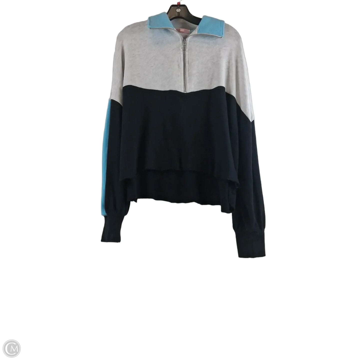 Athletic Top Long Sleeve Collar By Mumu In Blue & Grey, Size: M