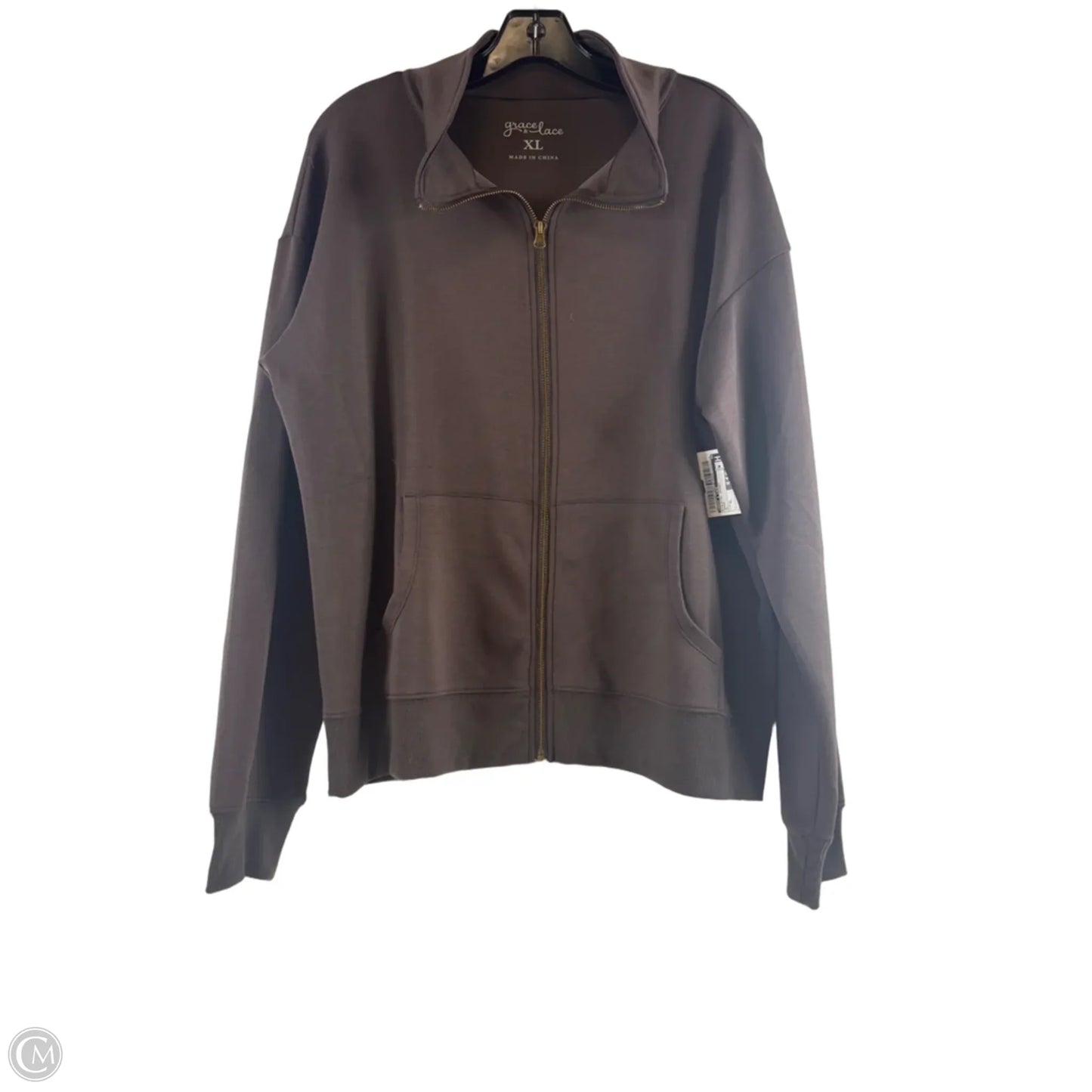 Athletic Jacket By Grace & Lace In Brown, Size: Xl