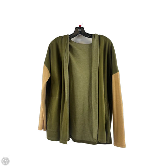 Cardigan By Cuddl Duds In Green & Yellow, Size: L