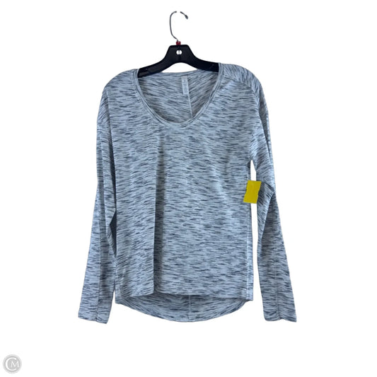 Athletic Top Long Sleeve Crewneck By Lululemon In Grey & White, Size: 4