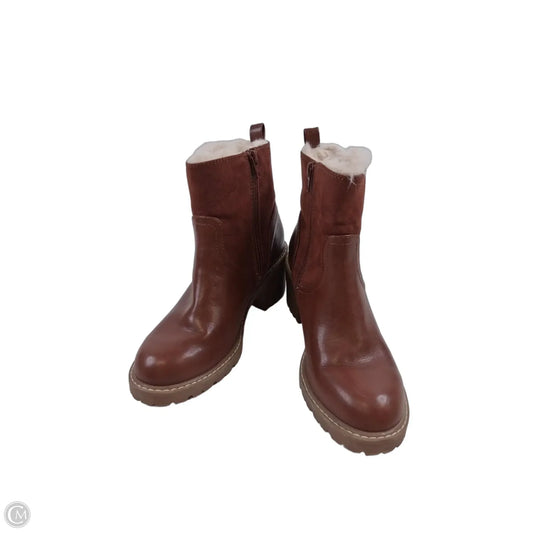 Boots Ankle Heels By Universal Thread In Brown & Cream, Size: 7.5