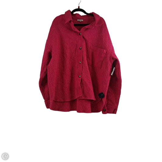 Jacket Shirt By White Birch In Pink, Size: 2x