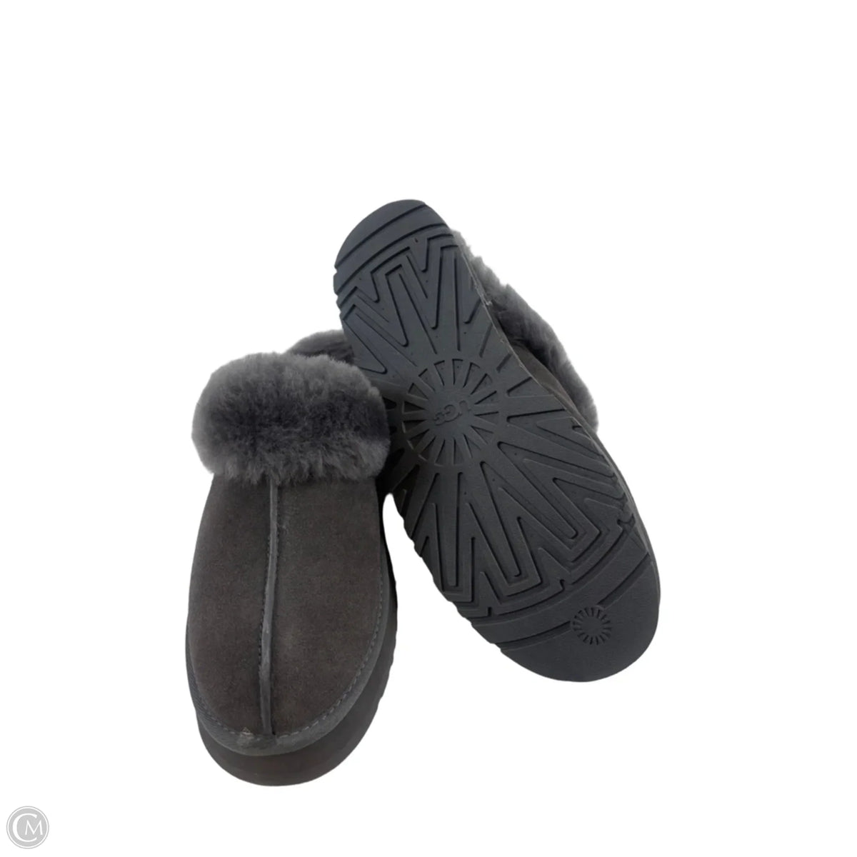 Slippers Designer By Ugg In Grey, Size: 12