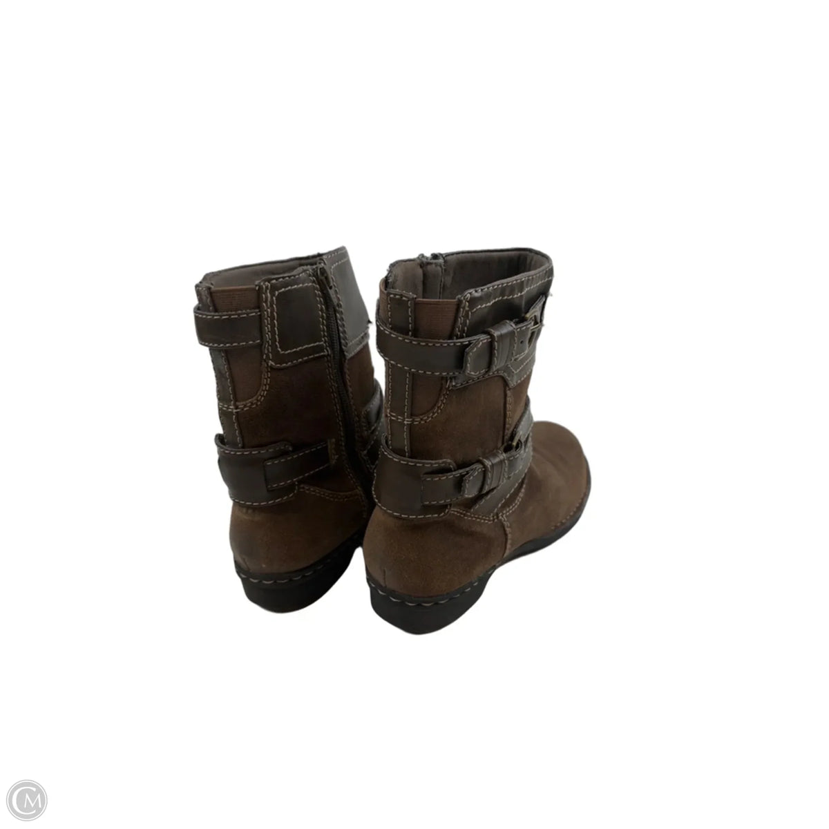 Boots Ankle Flats By Clarks In Brown, Size: 8