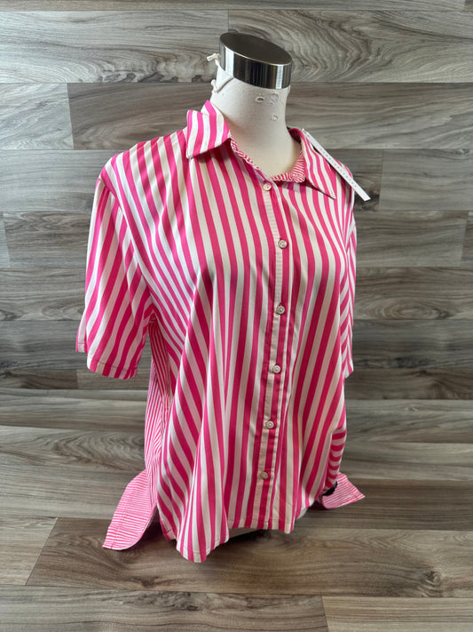 Top Short Sleeve By Jane And Delancey In Pink & White, Size: M