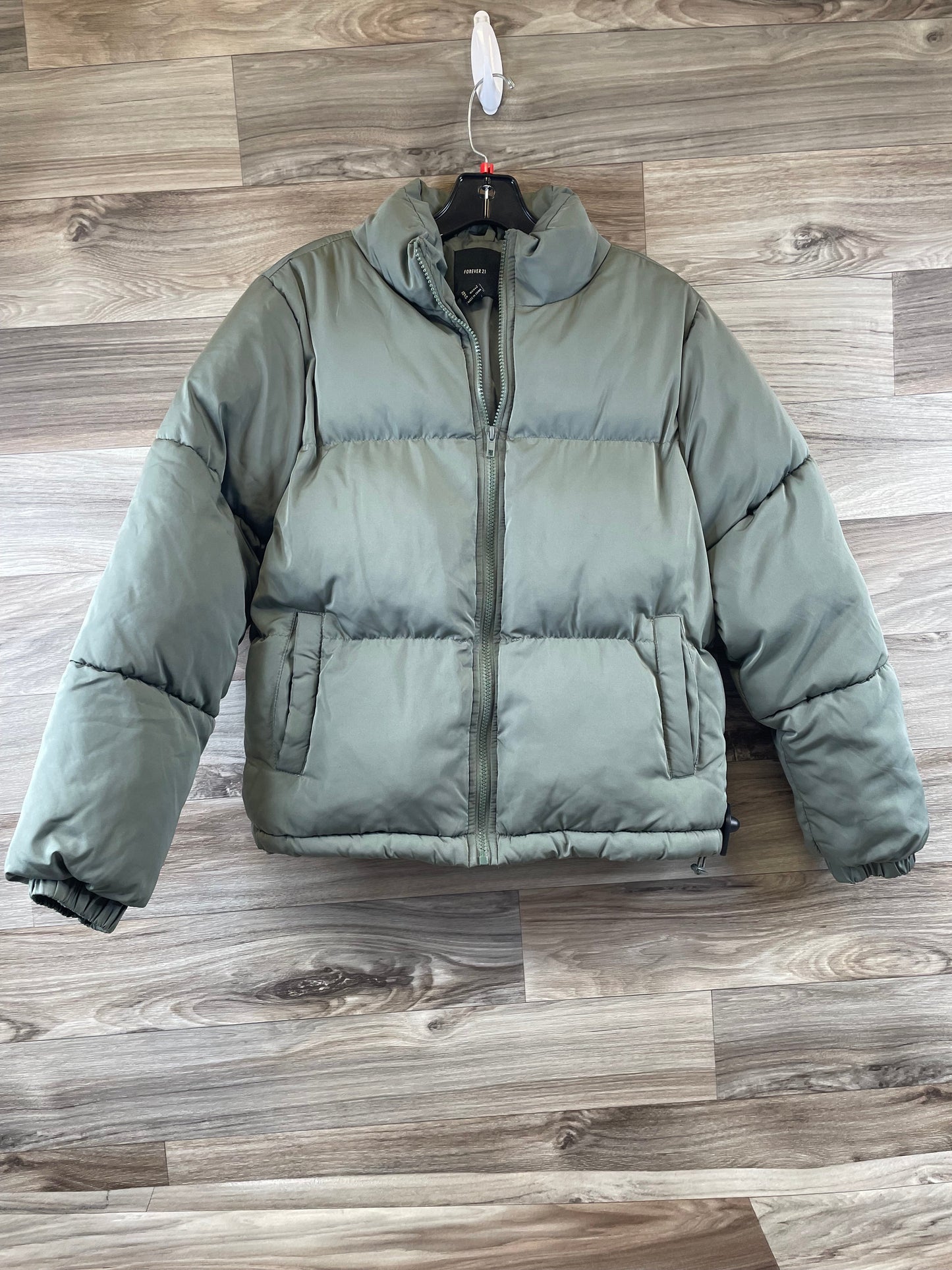 Jacket Puffer & Quilted By Forever 21 In Green, Size: S