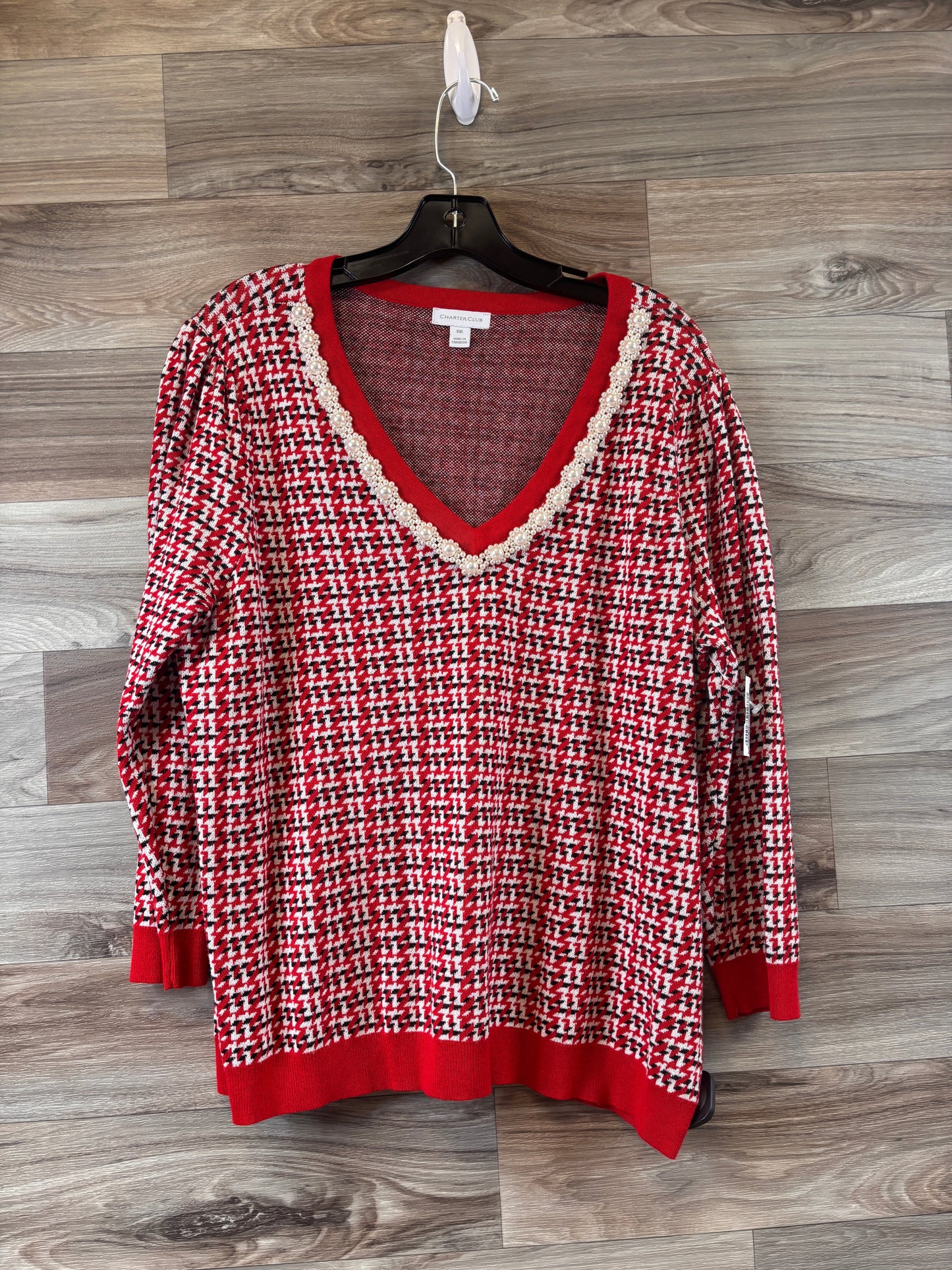 Top Long Sleeve By Charter Club In Black & Red, Size: Xxl