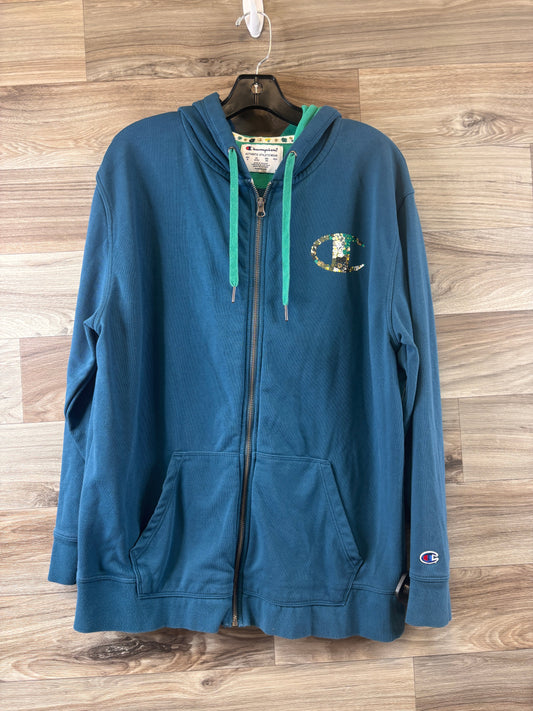 Athletic Sweatshirt Hoodie By Champion In Teal, Size: 1x