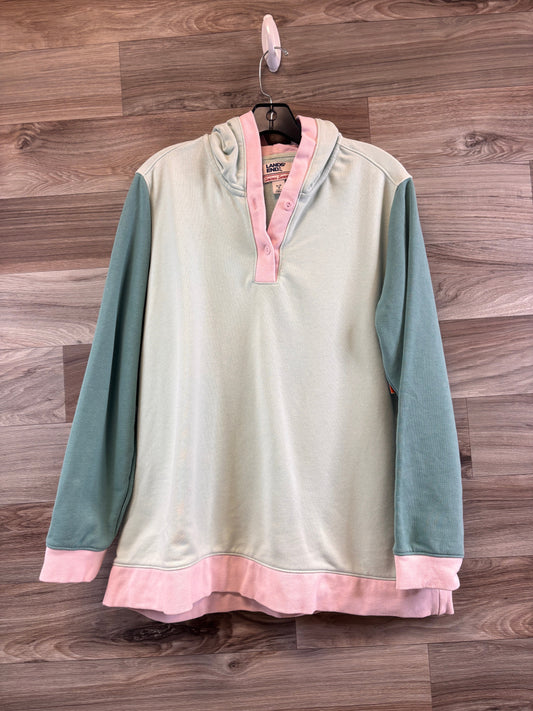 Sweatshirt Hoodie By Lands End In Green & Pink, Size: Xl