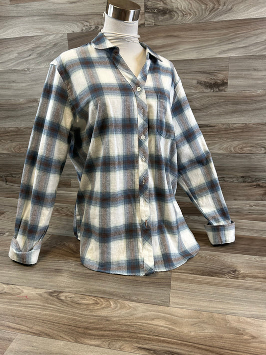 Top Long Sleeve By Weatherproof In Plaid Pattern, Size: L