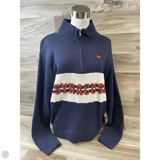 Athletic Top Long Sleeve Collar By Pink In Blue & Orange, Size: M