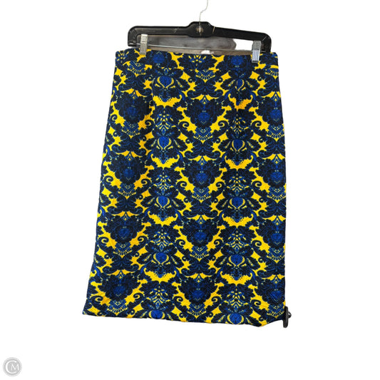 Skirt Midi By Hawthorn In Blue & Yellow, Size: 12