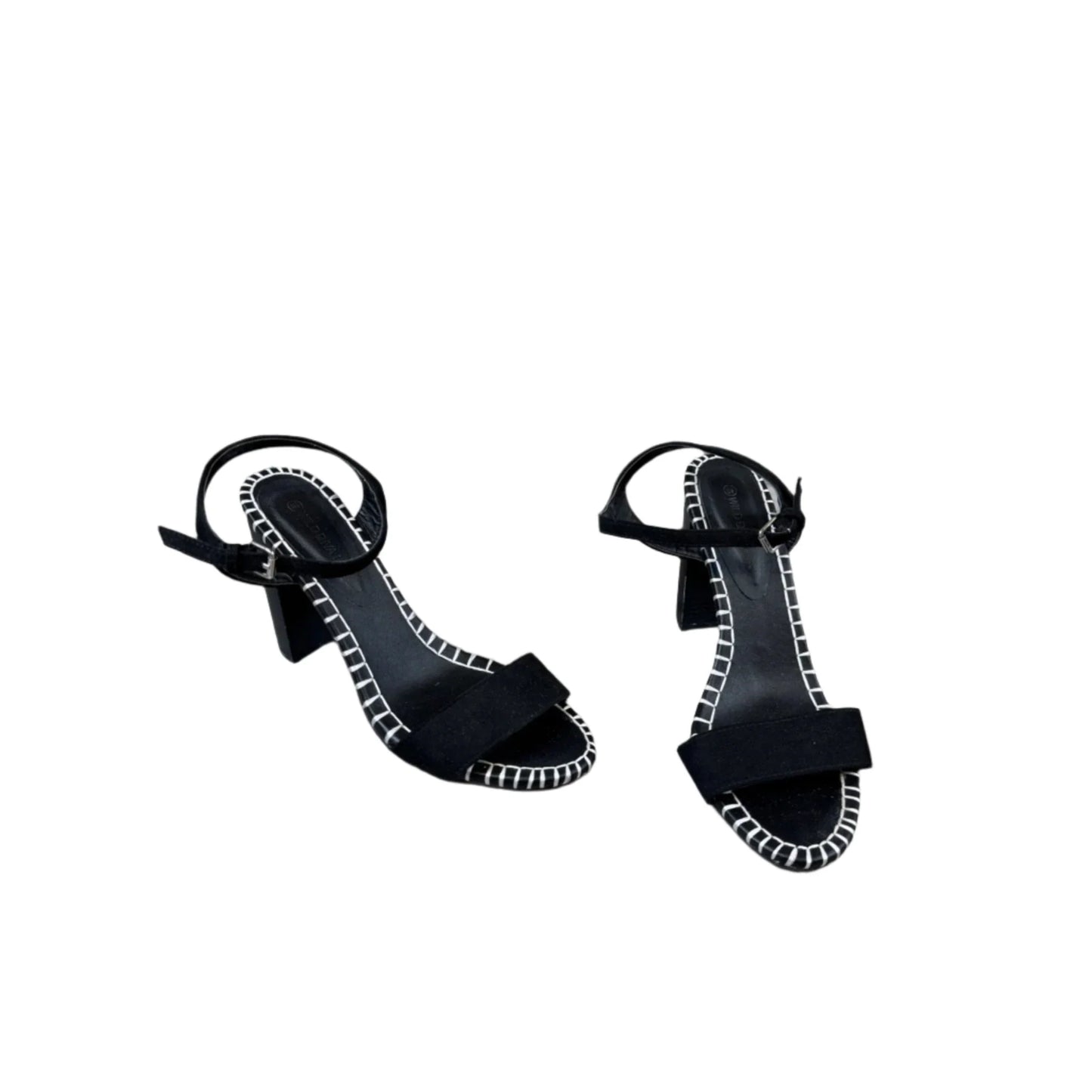 Sandals Heels Block By Wild Diva In Black & White, Size: 8.5