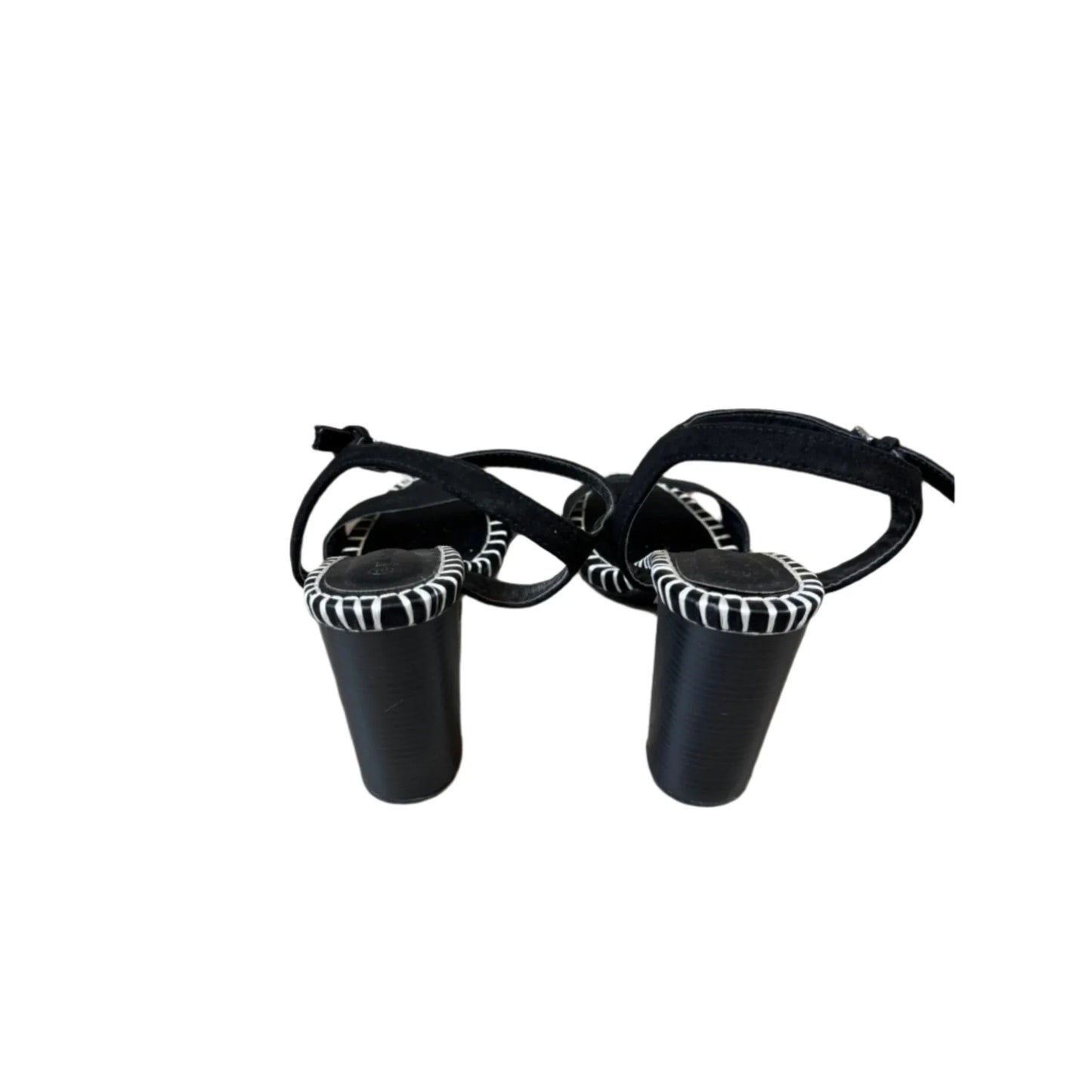 Sandals Heels Block By Wild Diva In Black & White, Size: 8.5