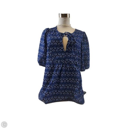 Top Short Sleeve By Loft In Blue & White, Size: M