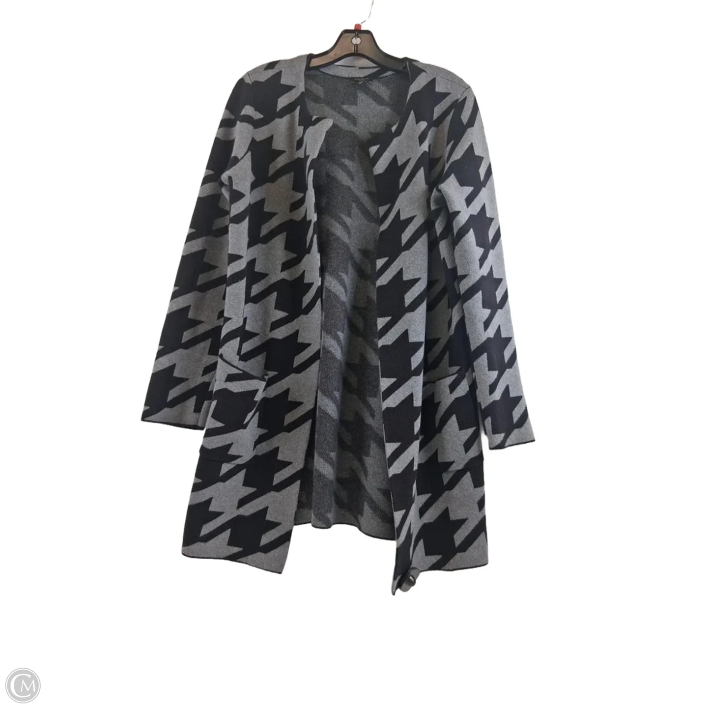 Sweater Cardigan By Ann Taylor In Black & Grey, Size: M