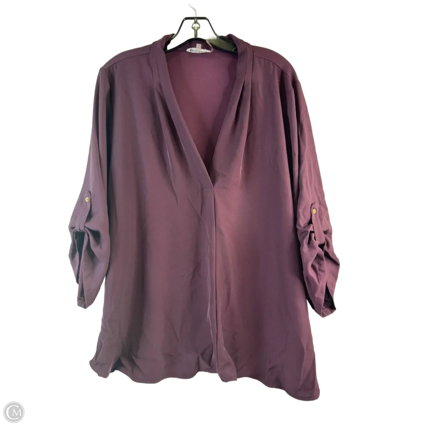 Top 3/4 Sleeve By Calvin Klein In Purple, Size: 2x