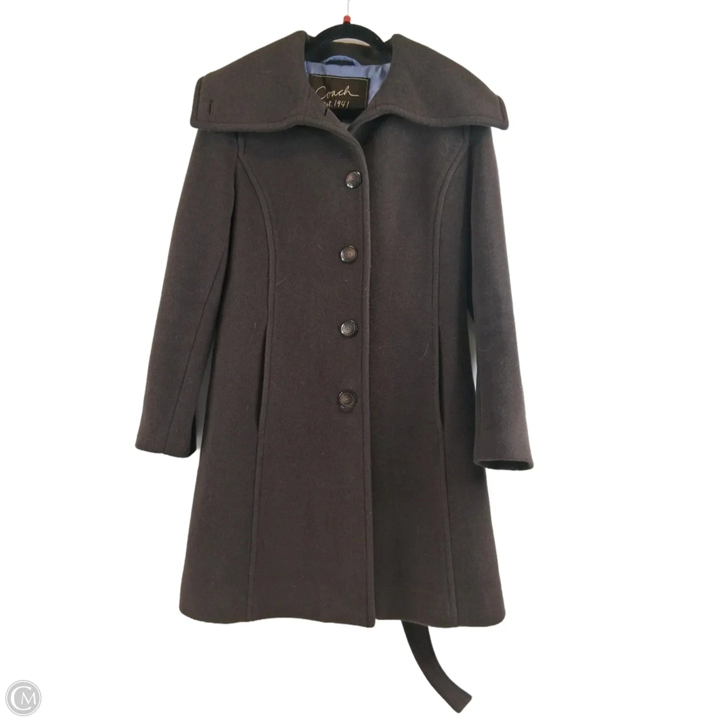 Jacket Designer By Coach In Brown, Size: S