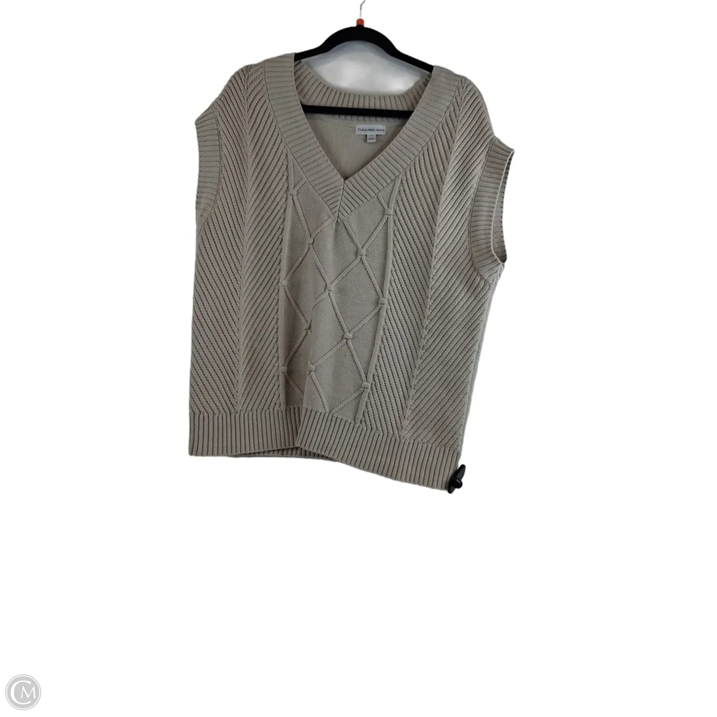 Sweater Short Sleeve By Calvin Klein In Taupe, Size: Xl