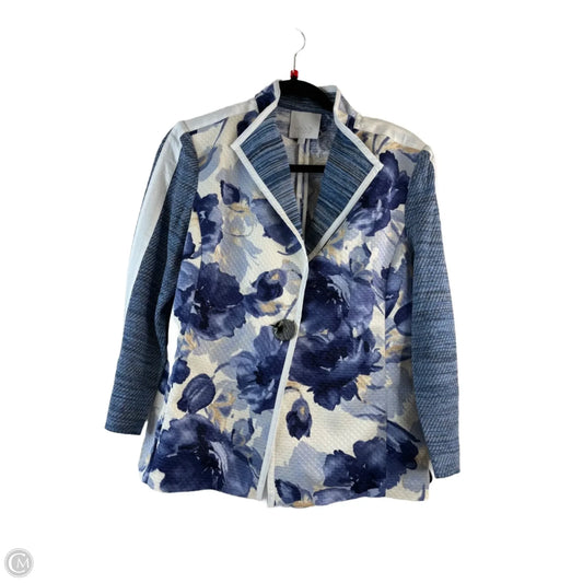 Blazer By Misook In Blue & Tan, Size: S