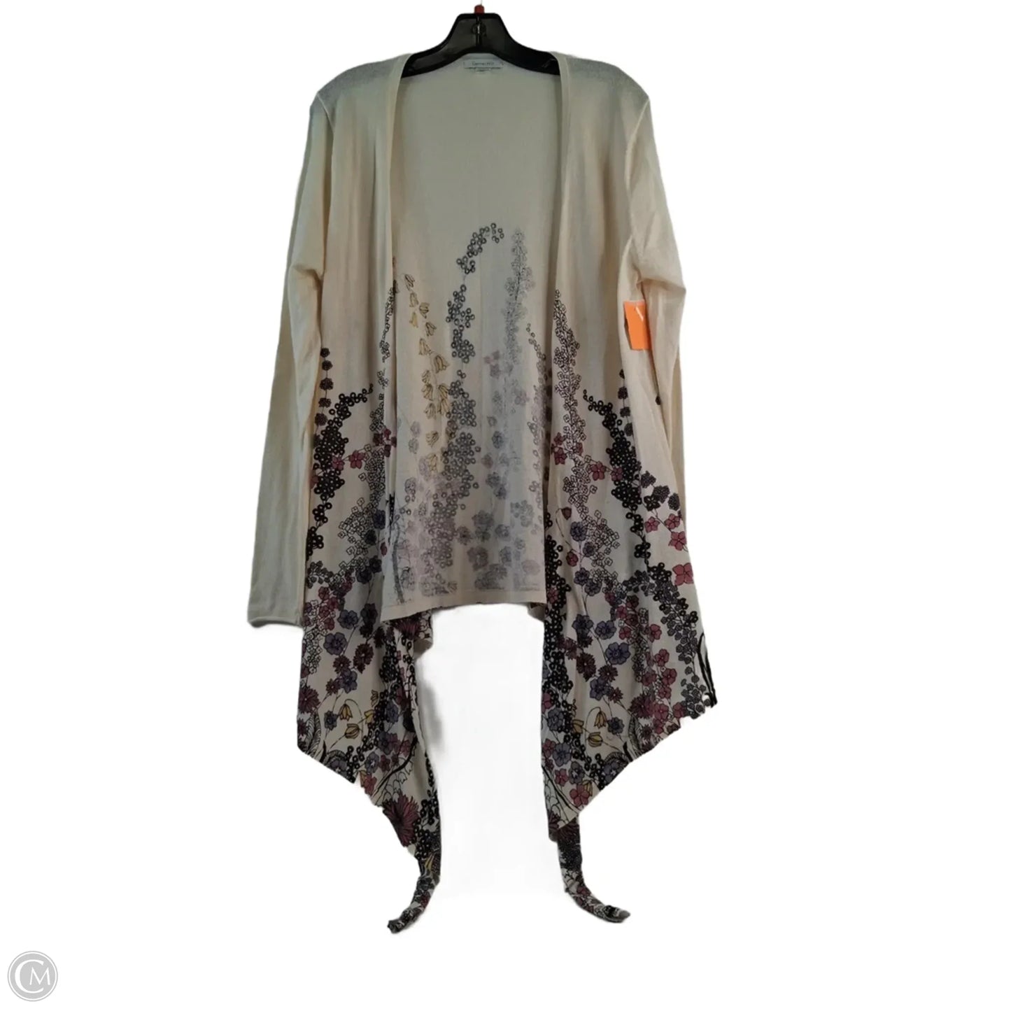 Cardigan By Garnet Hill In Cream & Purple, Size: M