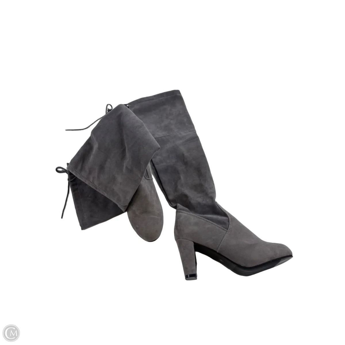 Boots Knee Heels By Clothes Mentor In Grey, Size: 9