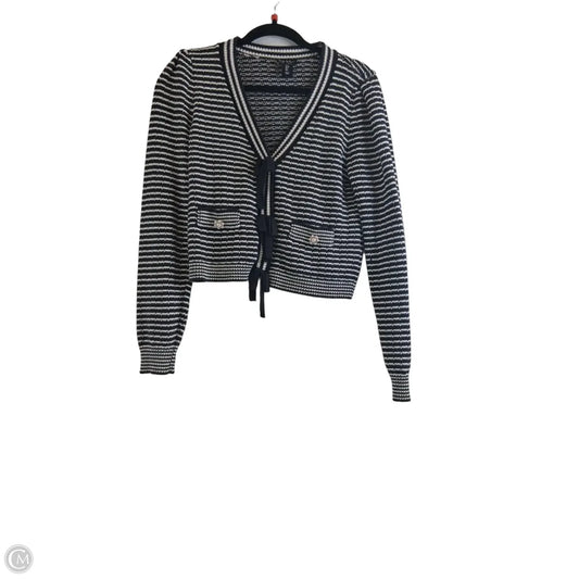 Sweater Cardigan By Nicole Miller In Black & White, Size: S