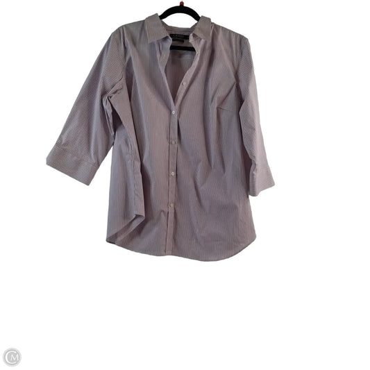 Top 3/4 Sleeve By Ralph Lauren In Purple & White, Size: 2x