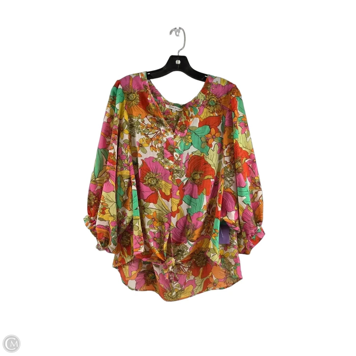 Top 3/4 Sleeve By Rose And Olive In Green & Orange, Size: Xl