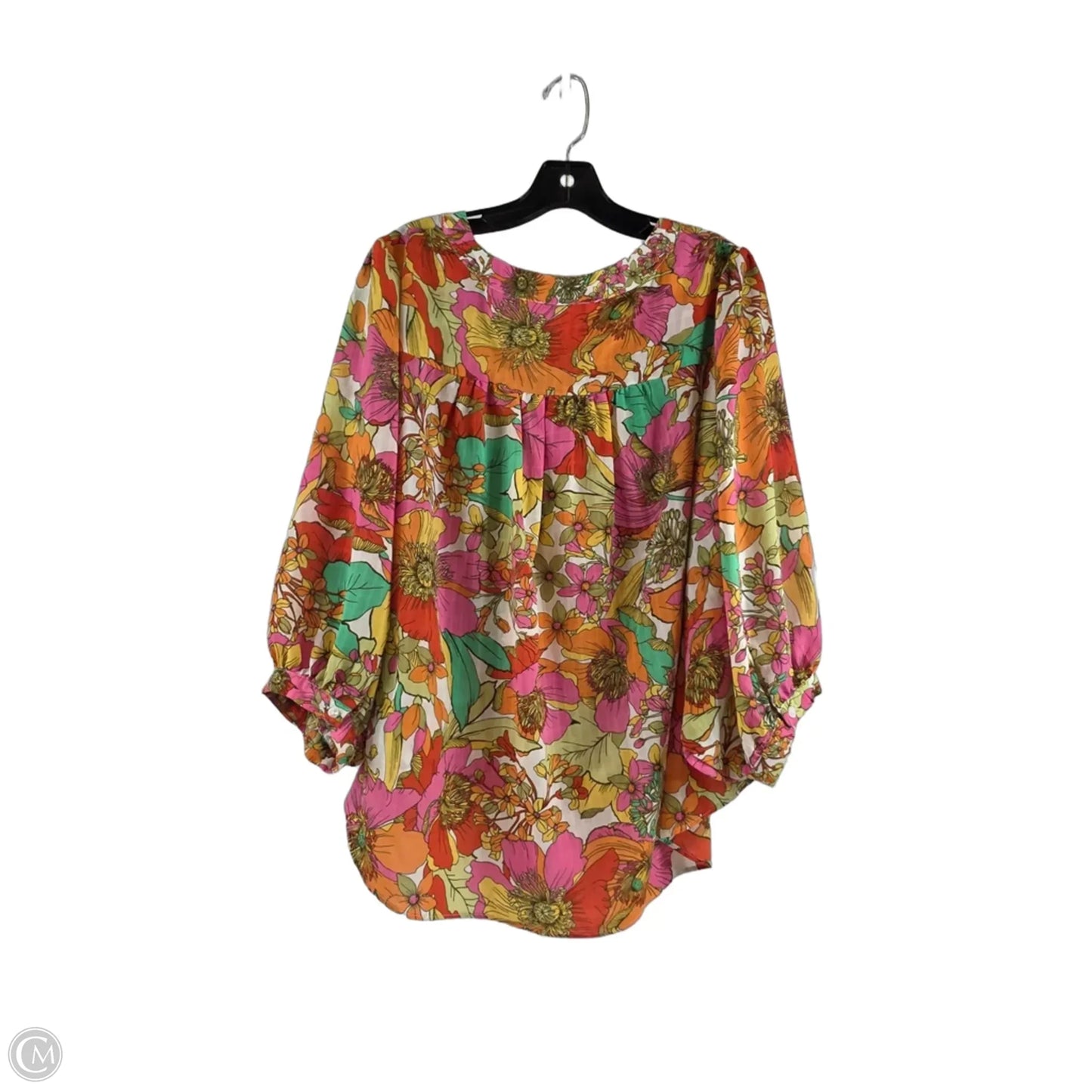 Top 3/4 Sleeve By Rose And Olive In Green & Orange, Size: Xl
