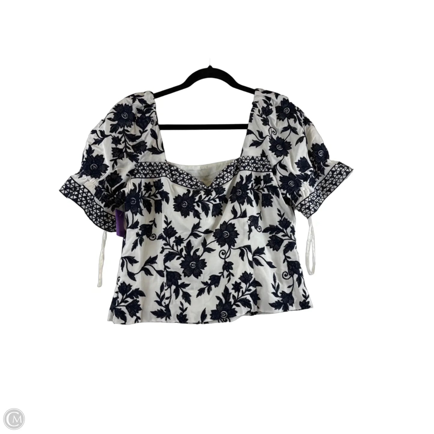Top Short Sleeve By Antonio Melani In Blue & White, Size: L