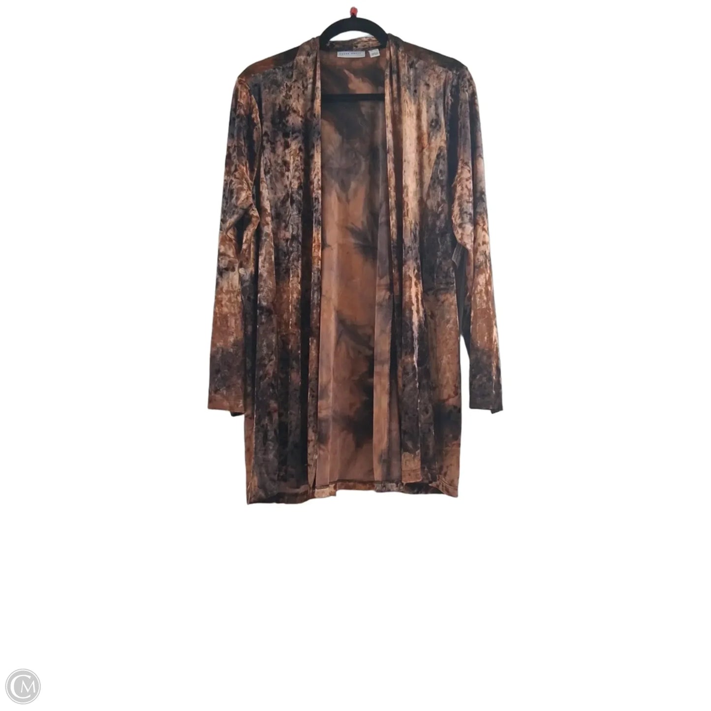 Cardigan By Susan Graver In Brown & Cream, Size: Xl